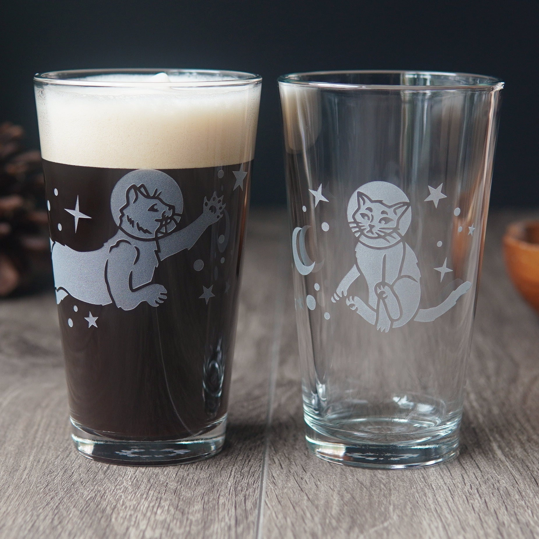 Astronaut Cat Beer Pint Glass